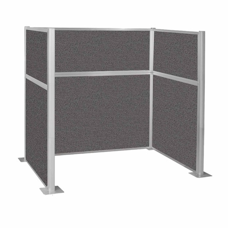 Versare Pre-Configured Hush Panel Cubicle (U Shape) 6' x 4' Charcoal Gray Fabric 1861107